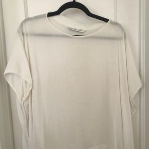 DVF White Batwing Silk Crepe Top